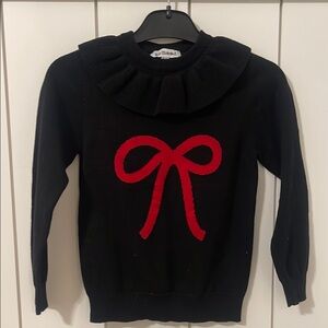 Girl’s Christmas Sweater NWOT. Girlhood sweater. Little Nugget Knits. Black. 6/7